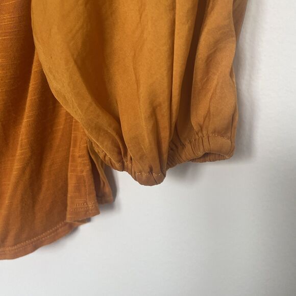 Anthropologie Dolan Blouse XS Mustard Embroidered Boho Peasant Top Pullover - Picture 3 of 6